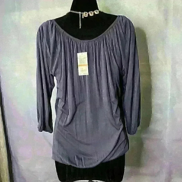 MICHAEL Kors scoop neck 3/4 sleeve peasant blouse - Picture 5 of 8